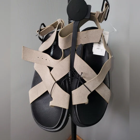 No Boundaries Tan Strappy Sandals - Picture 1 of 4